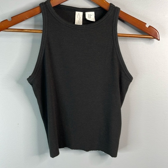 JOIE Ribbed Tank Top Black Raw Hem Crewneck Pima Cotton Modal Stretch Size M - Picture 9 of 9